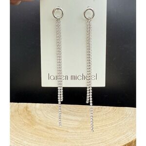 Lauren Michael Long Dangle Drop Clear Rhinestone Earrings, New Dangle Earrings
